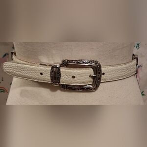 Vintage Brighton White & Tan Reversible Croc Neutral Boho Western Belt SZ L 34in